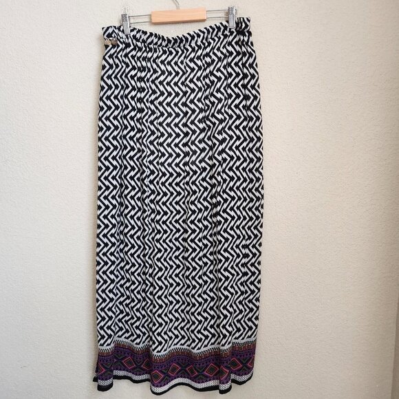 Earthbound Boho Maxi Skirt Geometric Women‎ Size XL Gold Coins Side High Slit - Picture 4 of 9